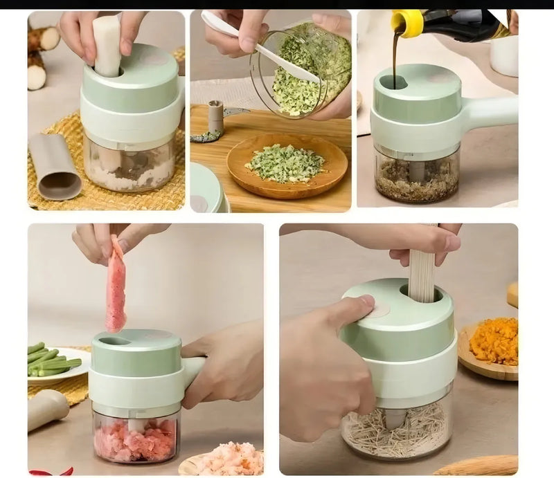 Cortador Triturador Elétrico Multifuncional 4 em 1 - Facilidade e Versatilidade na Preparação de Alimentos